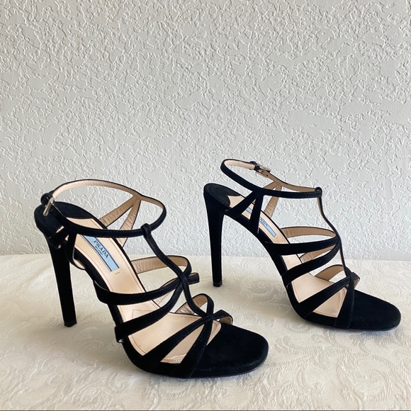 Prada blacks crisscross strap suede sandals - Picture 3 of 13